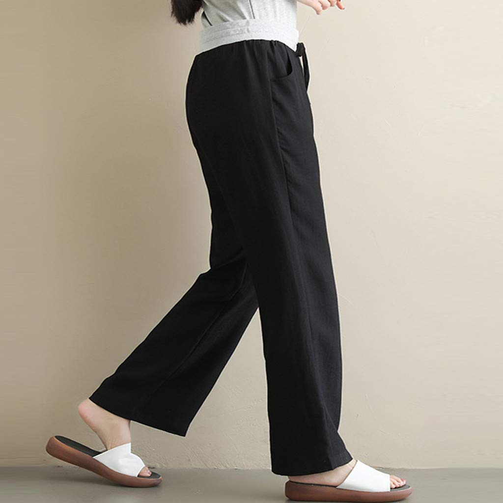Pantaloni da Donna Elasticizzati in Cotone E Lino con Fasciatura Tinta  Unita Pantaloni Lino Portafogli e porta documenti Donna berjaya.edu.my