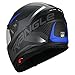 TRIANGLE Full Face Dual Visor Matte Black Street Bike Motorcycle Helmet (Medium, Matte Blue)