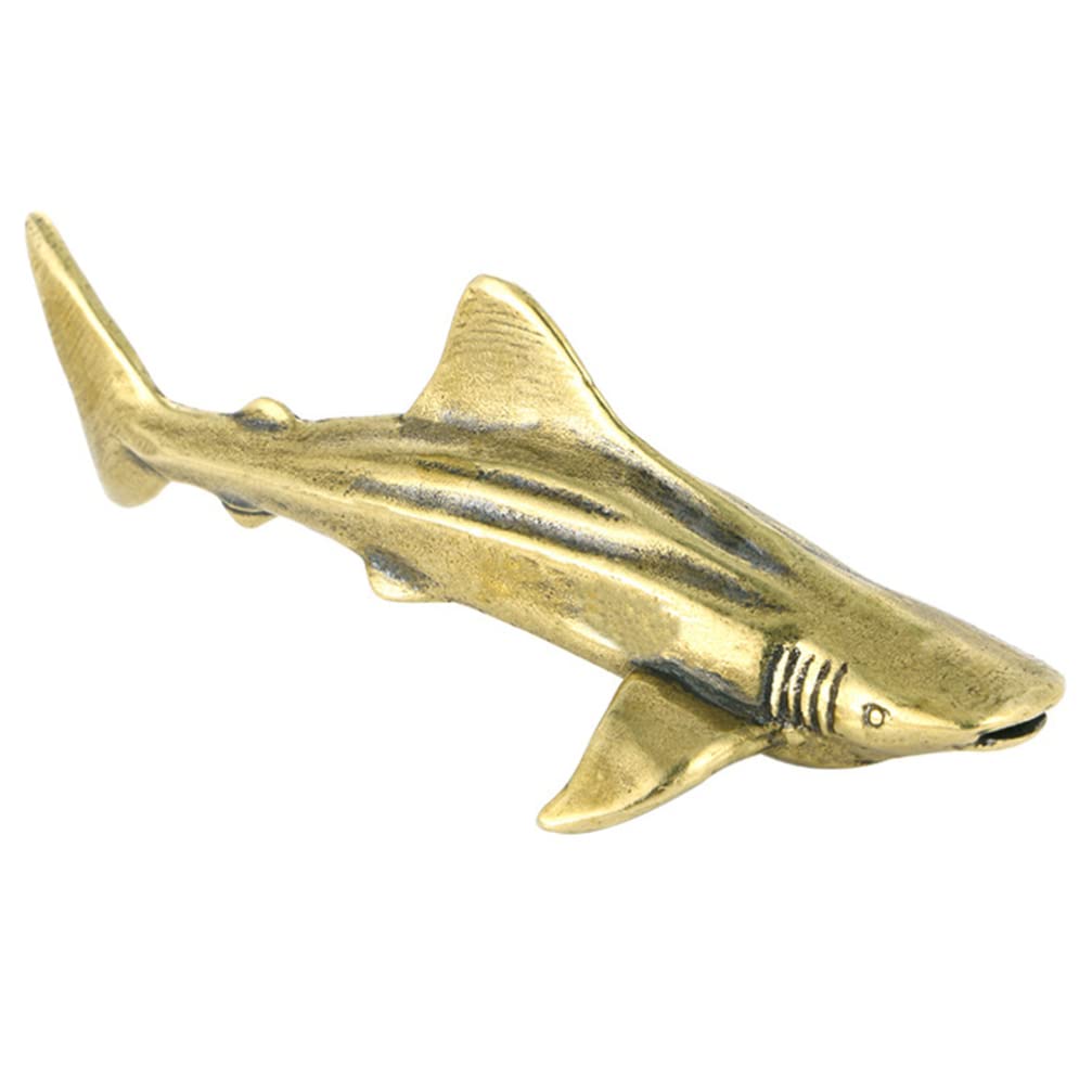 Healifty Brass Animal Figurine Miniature Brass Shark Animal Sculpture Bronze Collectibles Statues Brass Shark Figurines Chinese Feng Shui Decoration Housewarming Gift