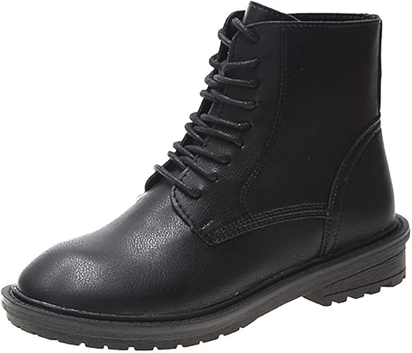 Amazon 花千束 ブーツ レディース 冬 ファッション レジャー 編み上げ 内側ジップ 丸頭 太いヒール ショートブーツ 冬靴 厚底 通勤 通学用 花千束 シューズ ブーツ ブーティ