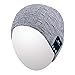 Qshell Washable Bluetooth Beanie Warm Soft Winter Knitted Trendy Short Skully Hat Cap with Wireless Headphone Headset Earphone Speakerphone Mic,Gift for Outdoor Sports Skating Hiking Camping - Gray