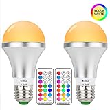 NetBoat LED Color Changing Light Bulb with Remote Control,10W E26 RGB+Warm White LED Bulbs Dimmable,Memory Function and Wall Switch Control,Ideal Lighting for Home Decoration,Stage,Bar,Party,2 Pack