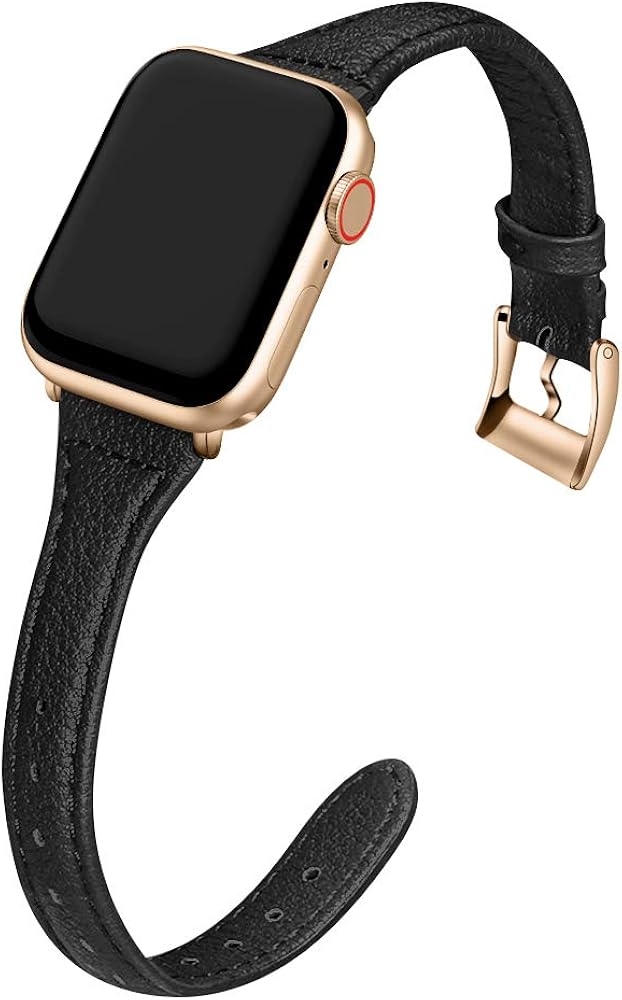 MARGE PLUS Compatible Apple Watch Band 38mm 40mm 42mm 44mm Women, Slim Genuine Leather Watch Strap Replacement for iWatch SE Series 6 5 4 3 2 1