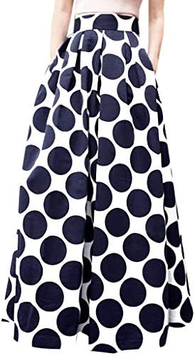 Fashion Party Cocktail Summer Womens Dot Printed Skirt High Waist Long Skirt