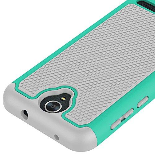 ZTE ZMax 3 Case, ZTE ZMax Champ Case, ZTE ZMax Grand LTE Case, ZTE Grand X3 Case, CoverON HexaGuard Protective Heavy Duty Hybrid Phone Cover - Teal and Gray - Thumbnail 3