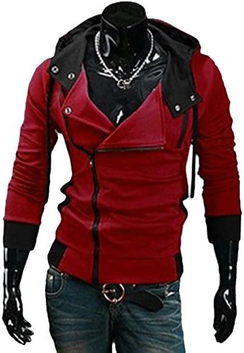 New Fashion Men's Casual Cosplay Costume Hoodie Cardigan Coat Jackets Red Medium