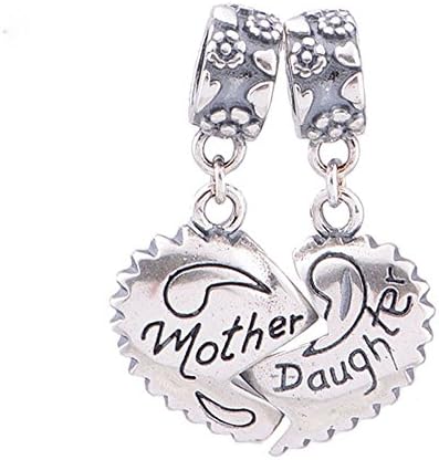 JOYOTO Mom Mother Love Daughter Heart Charms Dangle Bead for Bracelets