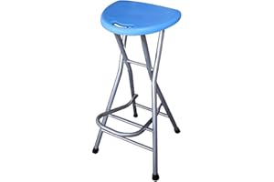HM&DX Folding Stools for Adults Portable, 28 inch Collapsible Stool Heavy Duty, Indoor Tall Bar stools with Handle, Plastic Counter Barstool Chair for Kitchen Outdoor Travel-Blue H72xW31cm(28x12inch)