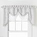 GoodGram Ultra Elegant Clipped Jacquard Georgette Fringed Window Valance with an Attached Sheer Swag Assorted Colors (White)