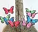 Butterfly Floral Picks with Feather Wings - Set of 12 Colorful Artificial Butterflies on Metal Wire Plant Stake Stems - Wedding Decorations