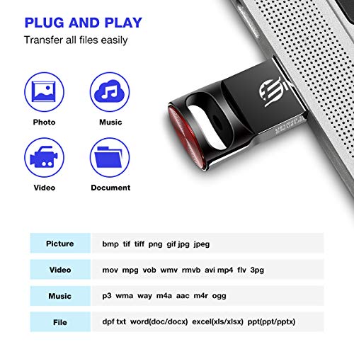 USB Flash Drive 128GB, EIVOTOR Memory Stick USB3.0 Flash Drive Mini Memory Stick Waterproof USB Stick Pendrive Data Traveler Gift for School Office Car PC Kids
