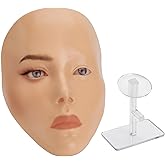 Silicone Makeup Practice 5D Face Board, Reusable Beginners to practice eyesmakeup Face Eyes Silicone False Cosmetologist,Real Person Training Model for Self-Study and Beginners or Makeup Artist Show