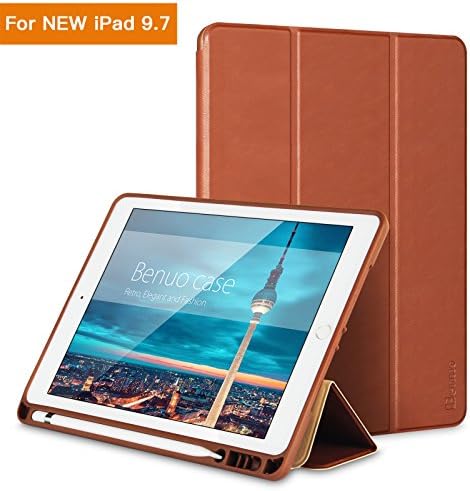 Benuo Case for iPad 9.7 2018/2017, [Vintage Series] Build-in Apple Pencil Holder Newest Smart Case, Trifold Stand with…