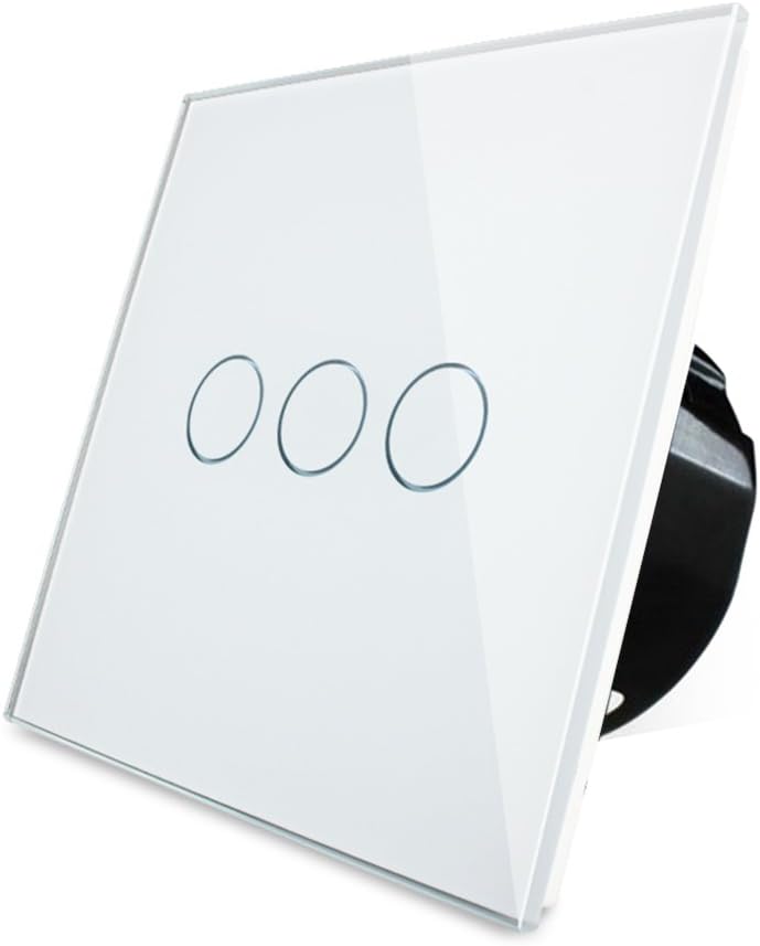 Wallpad Capacitive 1-200w 3 Gang 1 Way Ivory White Glass Touch Sensor Light Switch