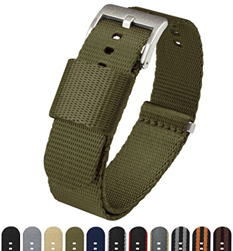 Barton Jetson NATO Style Watch Strap - 18mm 20mm 22mm or 24mm - Army Green 20mm Nylon Watch Band