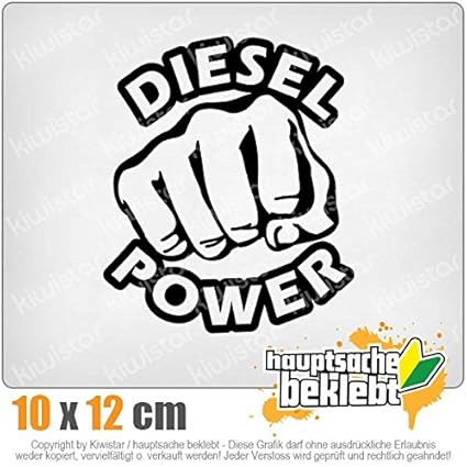 Kiwistar Diesel Power Schlag Faust 10 x 12 cm IN 15 Farben - Neon + Chrom! Sticker Aufkleber