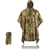 Fousam Camo Rain Poncho, Multi Use Waterproof Rain Coat