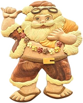 Aloha Wood Art Hawaiian Santa Shaka with Sunglasses, Medium