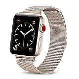 BRG for Apple Watch Band 38mm 42mm, Stainless Steel Mesh Milanese Loop with Adjustable Magnetic Closure Replacement iWatch Band for Apple Watch Series 3 2 1 (gold, 38mm)