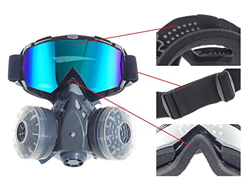 CKLT Dual Cartridge Anti-Dust Industrial Spray Paint Polishing pesticide Chemical Gas mask Respirator Glasses Set