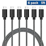 Gopala Micro USB Cable 5ft / 1.5m Nylon Braided High Speed USB 2.0 to Micro USB Sync and Charging Cable for Android, Samsung, Nexus, LG, HTC, Nokia, Sony, and More - 6 Pack
