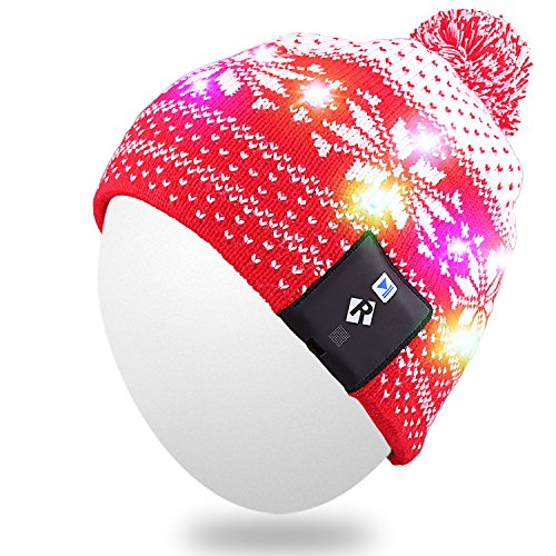 Qshell led string light up beanie hat knit cap with cop…