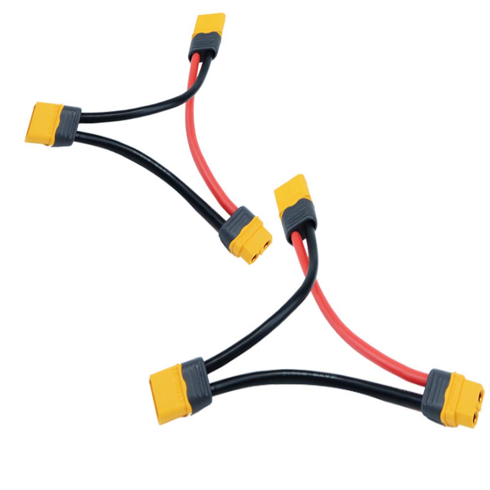 Onpro Yiqigou 2pcs Amass XT60 XT60H Series Plug Connector Adapter 1 Female to 2 Male with 12AWG Silicone Extension Cable