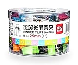 Deli Smiling Binder Clips ,1-inch Wide , Four Colors ,48 Clips Per Pack, No.8486