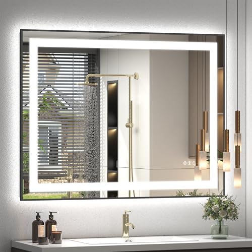 CHARMOR LED Bathroom Mirror Black Frame