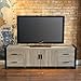 Walker Edison Industrial Modern Wood Universal Stand with Cabinet Doors for TV's up to 80