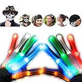 LED Gloves, Half Face Mask - Slepwel Light Up Toys - Finger Lights 5 Colors 6 Modes Flashing skeleton Gloves for Rave Party, EDM Festival, Light Show, Gifts for Men Women
