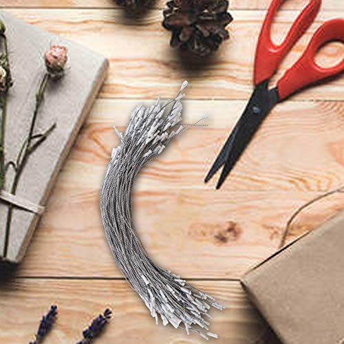 200Pack Silver Christmas Ornament Hanger Snap Locking String, Precut