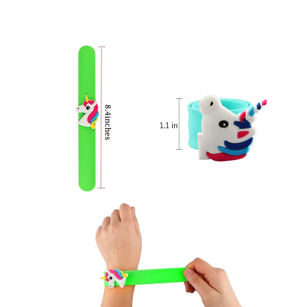 Bracelets Aukcherie pour enfants, 8pcs Bracelets Licorne Slap for Kids Slap Bracelets Giftbox pour les invités à la fête d\'anniversaire, idéal pour les soirées à thème Licorne