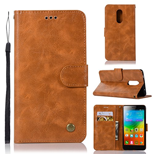 Scheam Lenovo K6 Note Case, Lenovo K6 Note Man Folio Flip Cover Back case Slim Shell for Lenovo K6 Note (Light Brown)