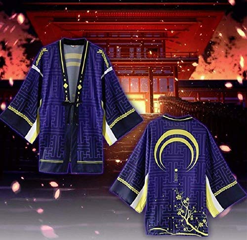 GK-O Touken Ranbu Mikazuki Munechika Cosplay Kimono Yukata Outerwear Chiffon Coat Costume (Small) Blue