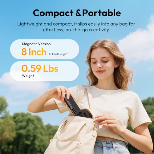 ULANZI SK26 Magnetic Phone Tripod, 44.5'' Selfie Stick for Magsafe w Remote, Portable Tripod for iPhone 17 Pro Extendable Cell Phone Stand Lightweight for Vlog Travel Recording Streaming Selfies