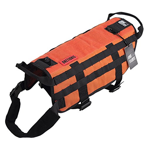 OneTigris Tactical Dog Training Molle Vest Harness (Orange, L / 49cm)