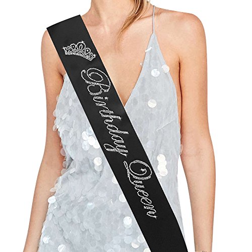 "Birthday Queen" Rhinestone Sash 15Th 16Th 17Th 18Th 21St 22Nd 25Th 30Th 40Th 50Th Birthday Sash Birthday Gifts Party Favors Supplies And Decorations (Black)