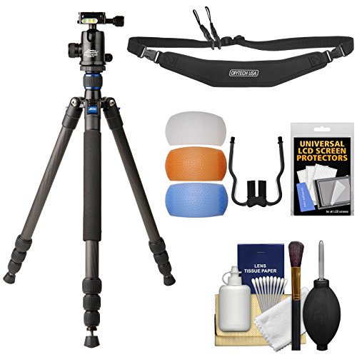 Davis & Sanford 64" Traverse Carbon Fiber 4-Section Grounder Tripod with Ballhead & Case with Strap + Diffusers + Kit