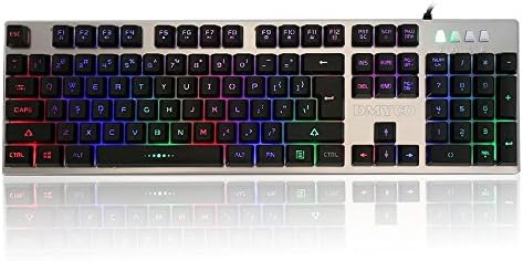Xmore Backlit LED Wired Gaming Keyboard, Mechanical Feeling Backlit Keyboard with Adjustable Backlight USB Wired Illuminated Computer Keyboard for PC Games Office (Multicolor Backlight)