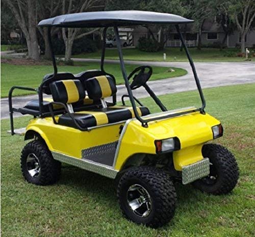 Club Car Pre-2000 DS Custom 2-Stripe Golf Cart Seat Cover Set Made with Marine Grade Vinyl - Staple On - Choose Your Colors From Our Color Chart!