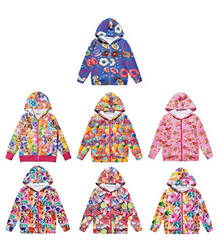 Jxstar Girl Bomber Jacket Cartoon Rainbow Dog Print