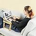 SONGMICS Laptop Stand for Bed Sofa with Adjustable Tilting Top, Breakfast Serving Tray with Folding Legs ,Multi Function Table, Floor Desk, 100% Bamboo Nature ULLD01Nthumb 3