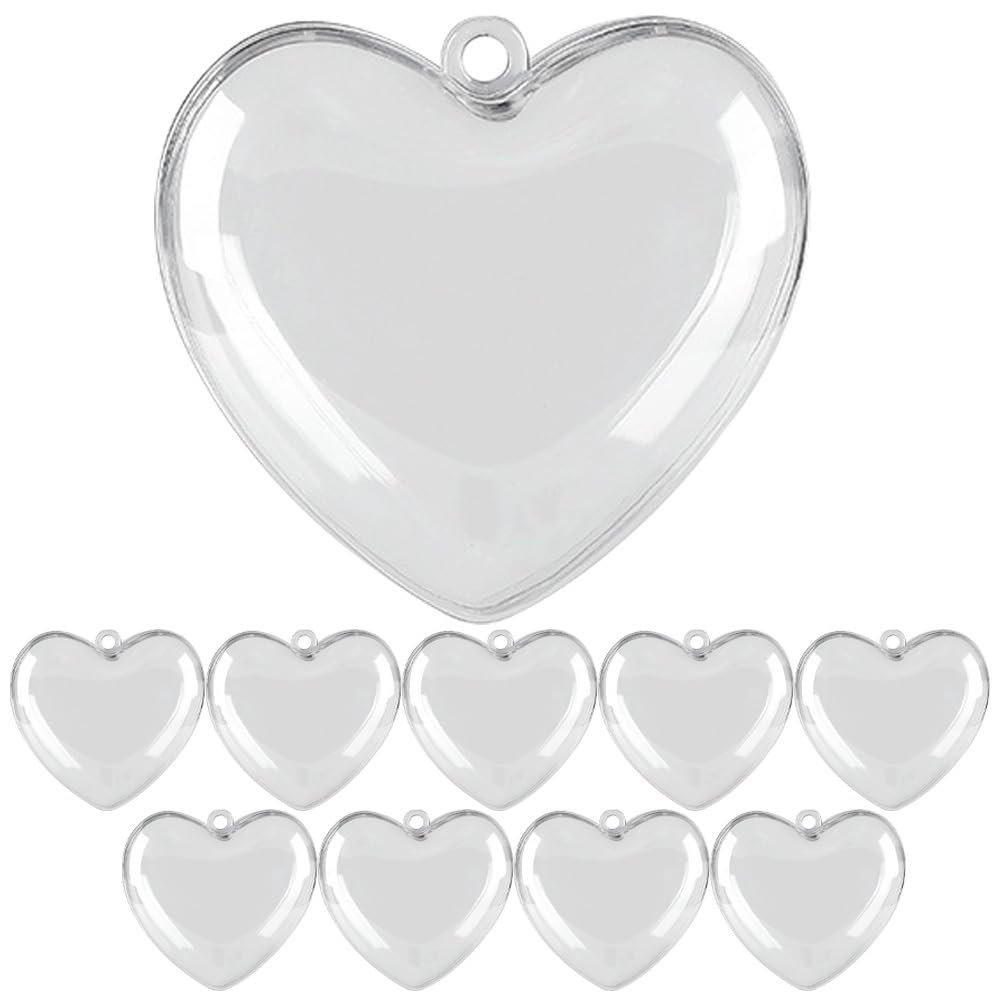 Abaodam 10pcs Transparent Heart Pendant Heart Decor Homemade Ornaments Wedding Decor Clear Ornaments for Crafts Fillable Valentine Hanging Ornaments Craft Ornament Balls Wedding Decoration