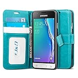 Galaxy J1 Mini Prime Case, J&D [Wallet Stand] [Slim Fit] Heavy Duty Protective Shock Resistant Flip Cover Wallet Case for Samsung Galaxy J1 Mini Prime - Aqua