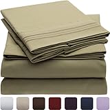 Mellanni Bed Sheet Set - HIGHEST QUALITY Brushed Microfiber 1800 Bedding - Wrinkle, Fade, Stain Resistant - Hypoallergenic - 4 Piece (Full, Olive Green)