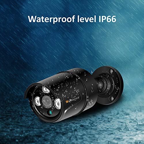 Jennov HD 1080P POE IP Security Camera Outdoor Home Surveillance Video CCTV Camera with 3.6mm Lens IR-Cut Night Vision Free Remote View App Motion Detection IP66 Weatherproof(Black)