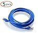 Cable Matters 10Gbps 5-Pack Snagless Shielded Cat 6A Ethernet Cable - 10ft, Cat 6A Cable, Cat6A Cord, Ethernet Cord, Blue