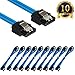 SUBANG 10 Packs 18 Inches SATA III 6.0 Gbps Data Cable with Locking Latch Blue