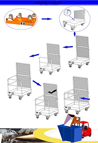 39.37''39.37'' Forklift Safety Cage Work Platform Lift Basket Aerial Fence Rails Yellow 2 man